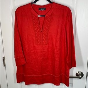 Per Una red linen blouse size large